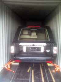 Loading car in container